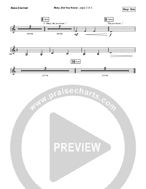 Mary Did You Know Bass Clarinet (Anne Wilson)