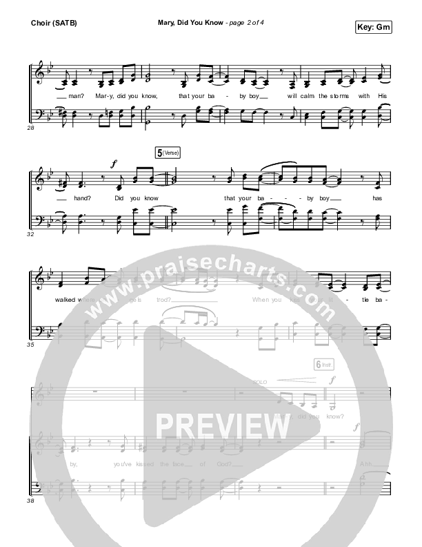 Mary Did You Know Choir Sheet (SATB) (Anne Wilson)