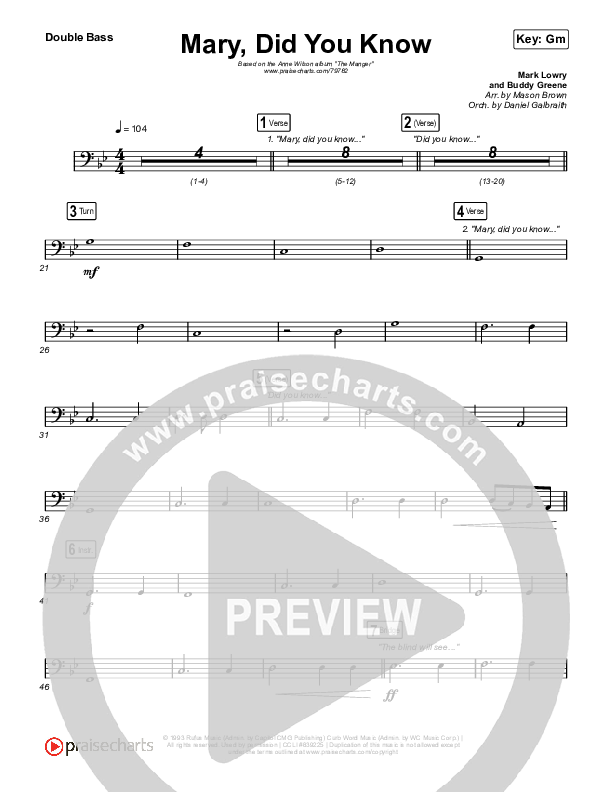 Mary Did You Know String Bass (Anne Wilson)