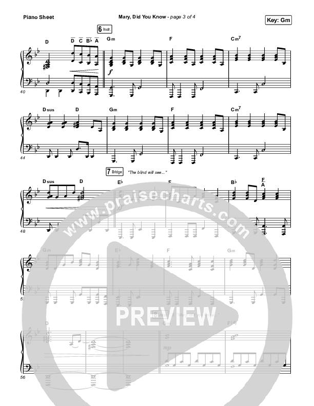 Mary Did You Know Piano Sheet (Anne Wilson)