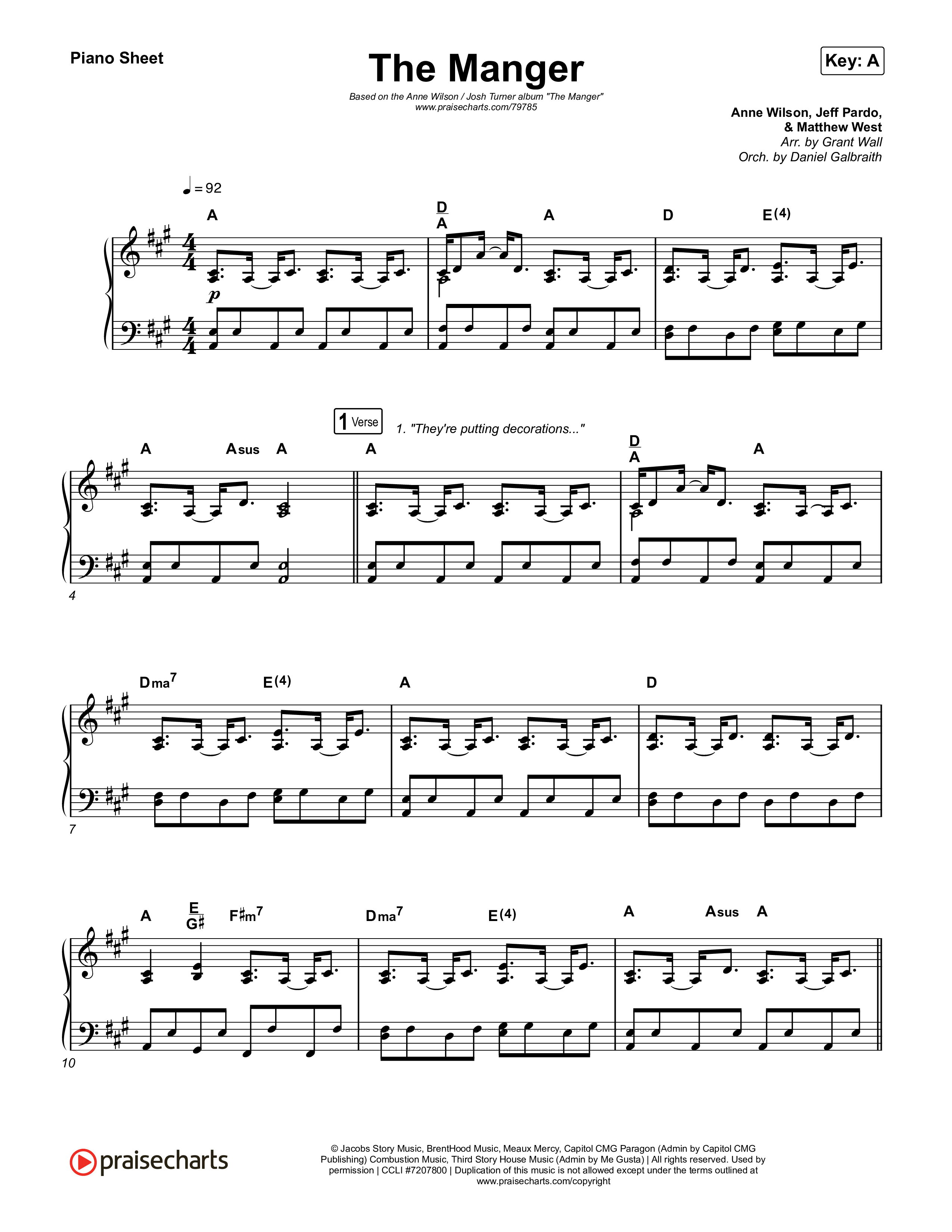 The Manger Piano Sheet (Anne Wilson)