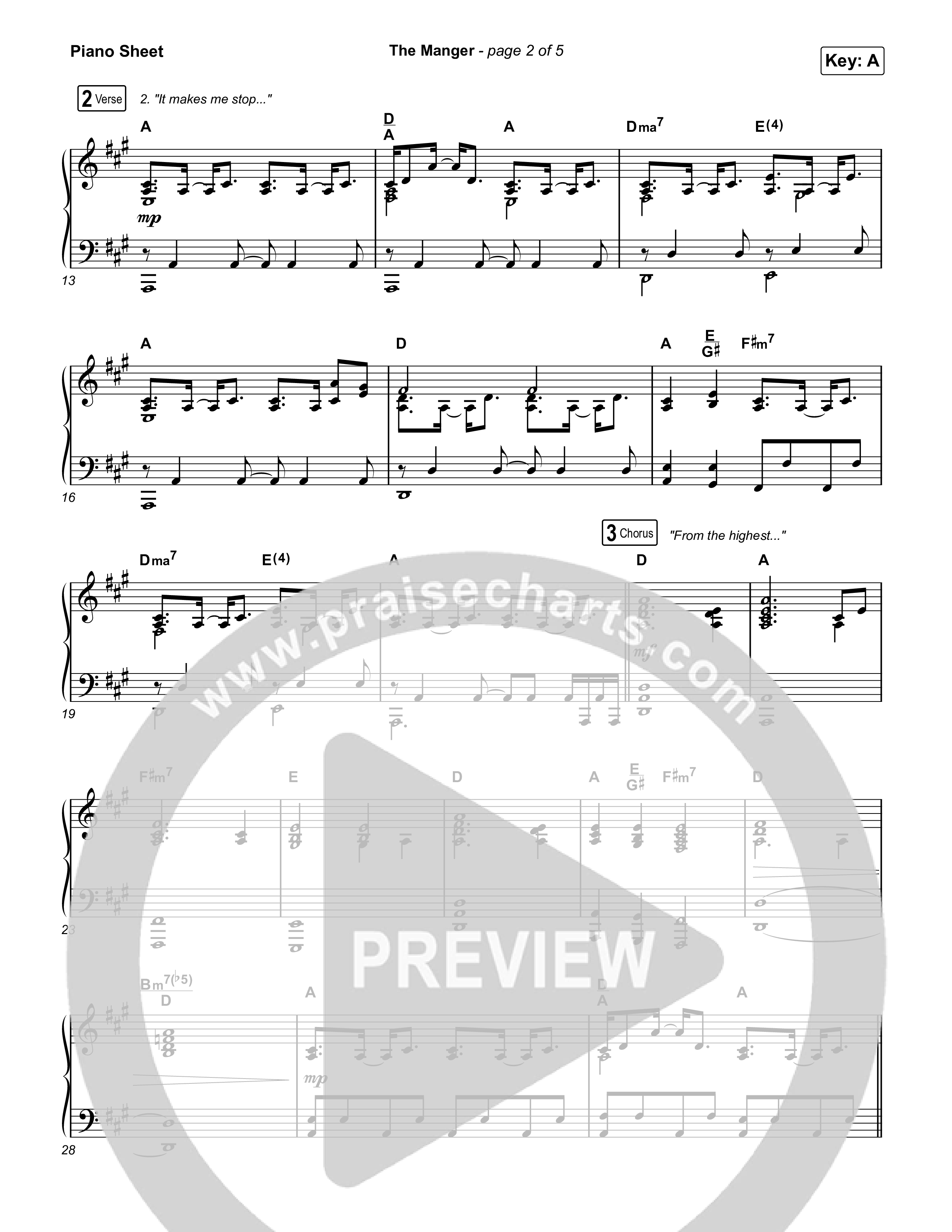 The Manger Piano Sheet (Anne Wilson)