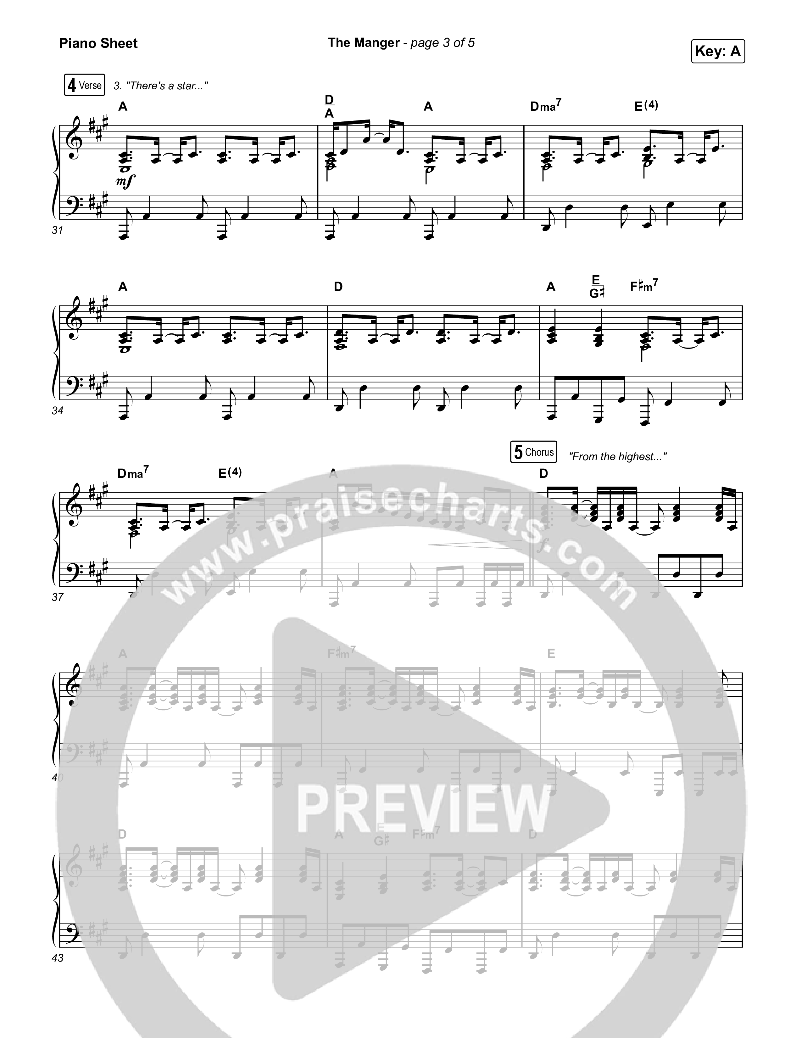 The Manger Piano Sheet (Anne Wilson)