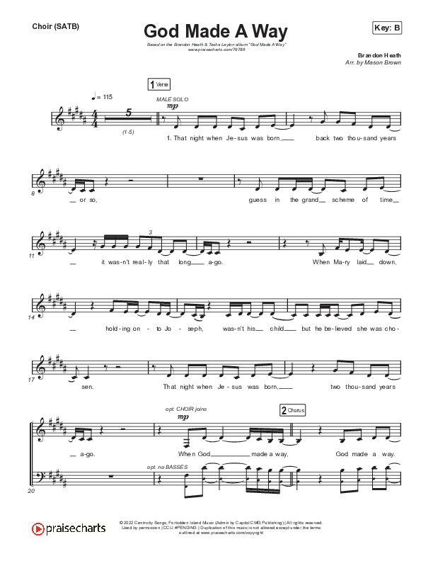 God Made A Way Choir Sheet (SATB) (Brandon Heath / Tasha Layton)