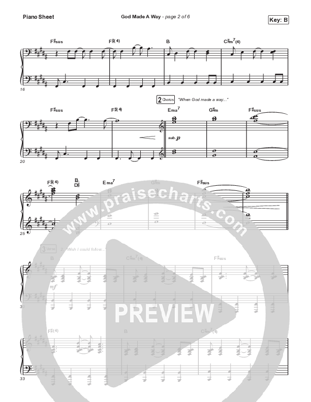 God Made A Way Piano Sheet (Brandon Heath / Tasha Layton)