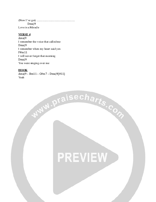 Love Is A Miracle Chord Chart (Faith City Music / Tim Bowman Jr. / Sara Mia / Malcolm Brown / Eden Williams)