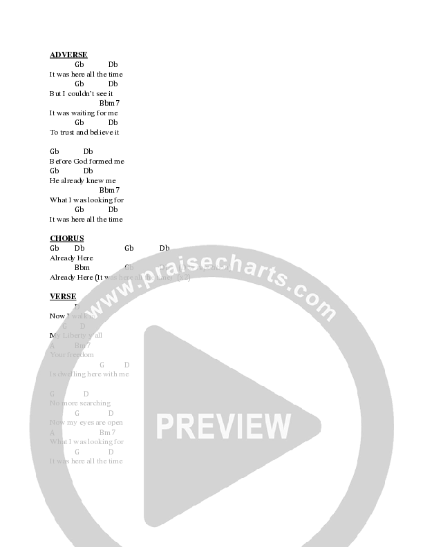 Here All The Time Chord Chart (Faith City Music / Tim Bowman Jr. / Maranda Curtis)