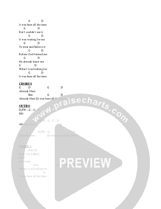 Here All The Time Chord Chart (Faith City Music / Tim Bowman Jr. / Maranda Curtis)