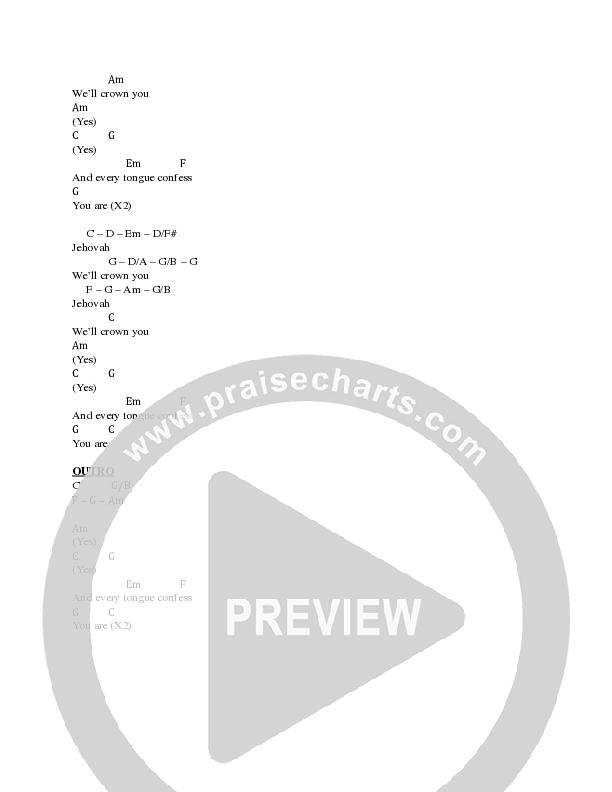 Jehovah Chord Chart (Faith City Music / Tim Bowman Jr. / Maranda Curtis / Derrick Lionel)