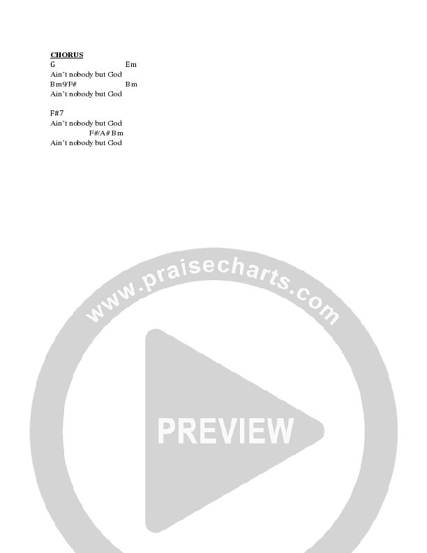 Nobody But God Chord Chart (Faith City Music / Tim Bowman Jr. / Kierra Sheard / 1k Phew)