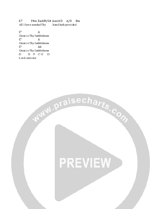 Great Is Thy Faithfulness Chord Chart (Faith City Music / Sonya Brown / Erick Roberts)