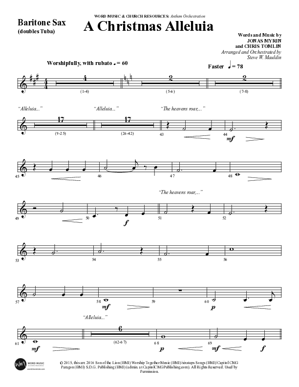 A Christmas Alleluia (Choral Anthem SATB) Baritone Horn BC (Word Music Choral / Arr. Steve Mauldin)