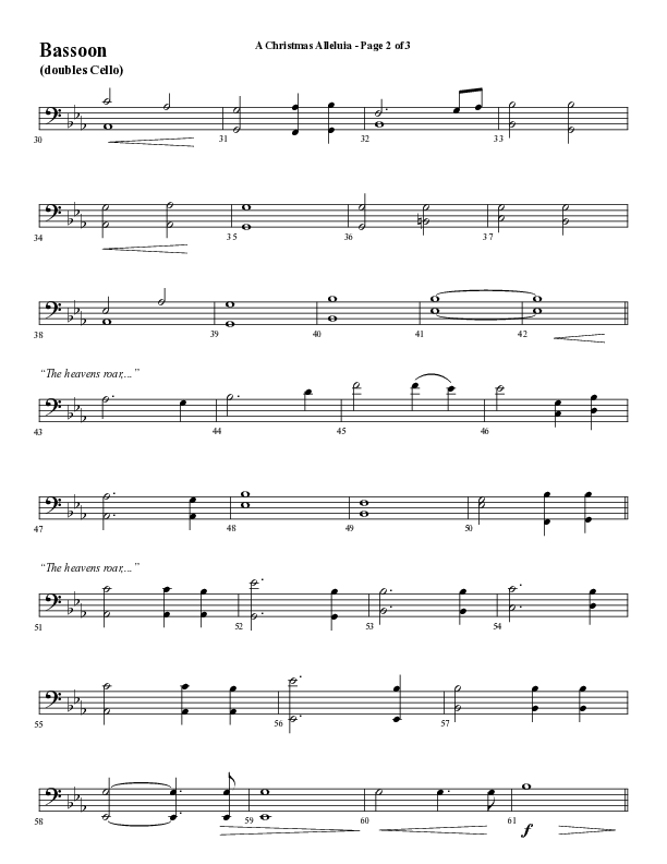 A Christmas Alleluia (Choral Anthem SATB) Bassoon (Word Music Choral / Arr. Steve Mauldin)