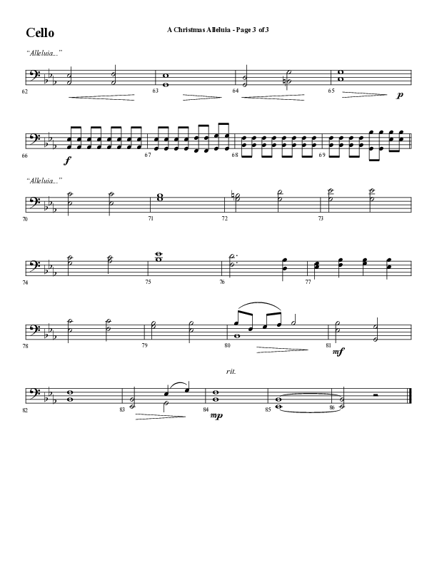 A Christmas Alleluia (Choral Anthem SATB) Cello (Word Music Choral / Arr. Steve Mauldin)