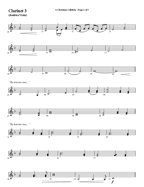 A Christmas Alleluia (Choral Anthem SATB) Clarinet 3 (Word Music Choral / Arr. Steve Mauldin)