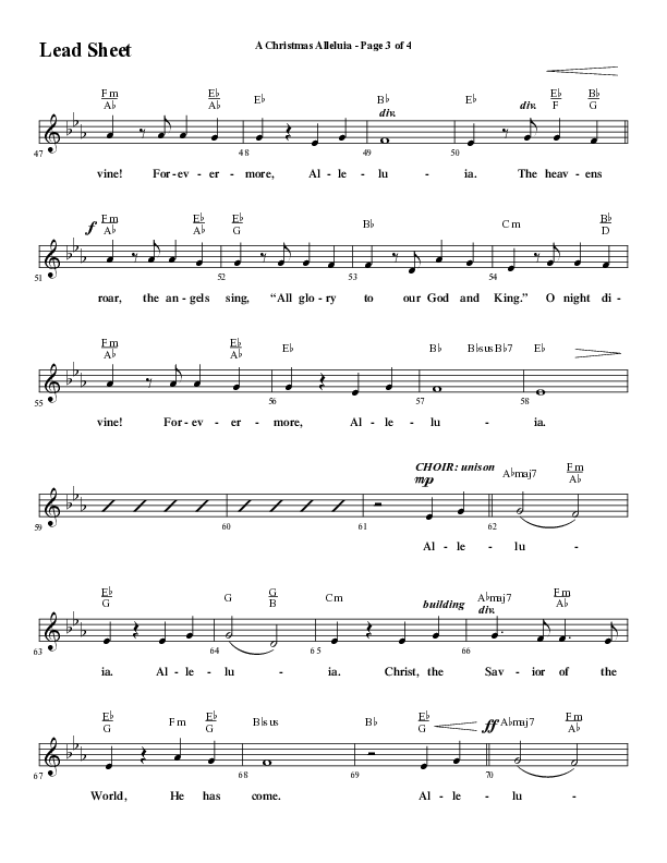 A Christmas Alleluia (Choral Anthem SATB) Lead Sheet (Melody) (Word Music Choral / Arr. Steve Mauldin)