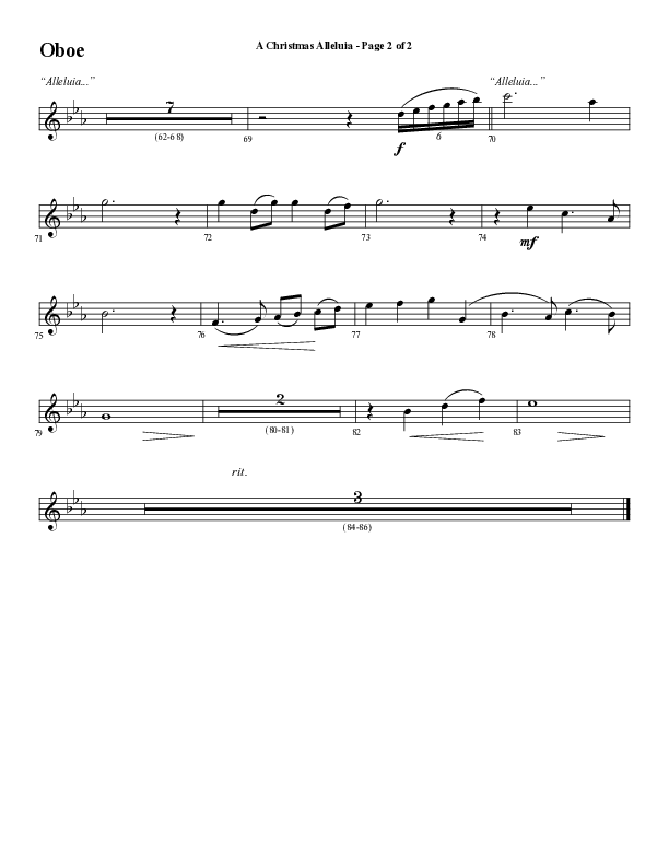 A Christmas Alleluia (Choral Anthem SATB) Oboe (Word Music Choral / Arr. Steve Mauldin)