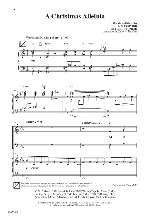 A Christmas Alleluia (Choral Anthem SATB) Anthem (SATB/Piano) (Word Music Choral / Arr. Steve Mauldin)