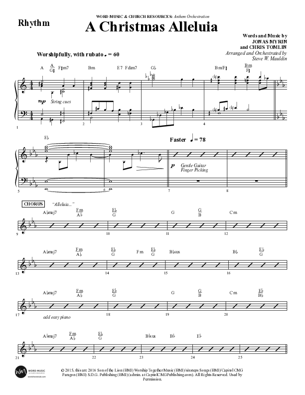 A Christmas Alleluia (Choral Anthem SATB) Rhythm Chart (Word Music Choral / Arr. Steve Mauldin)