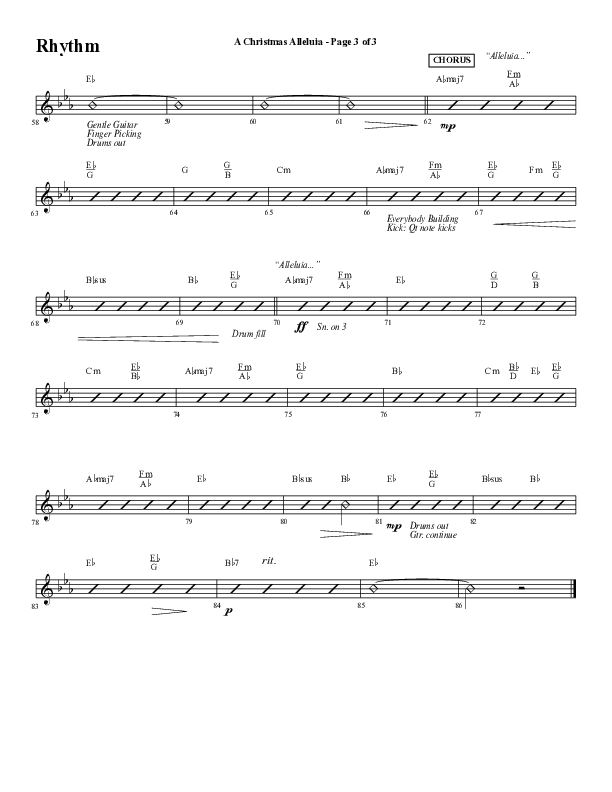 A Christmas Alleluia (Choral Anthem SATB) Rhythm Chart (Word Music Choral / Arr. Steve Mauldin)