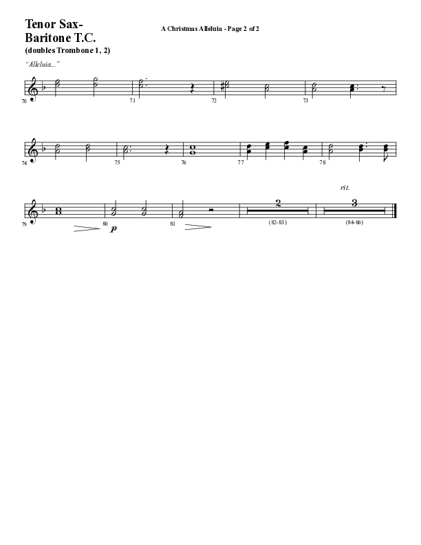 A Christmas Alleluia (Choral Anthem SATB) Tenor Sax/Baritone T.C. (Word Music Choral / Arr. Steve Mauldin)