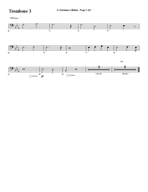 A Christmas Alleluia (Choral Anthem SATB) Trombone 3 (Word Music Choral / Arr. Steve Mauldin)