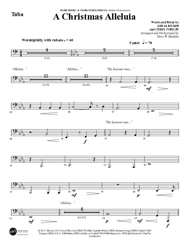A Christmas Alleluia (Choral Anthem SATB) Tuba (Word Music Choral / Arr. Steve Mauldin)