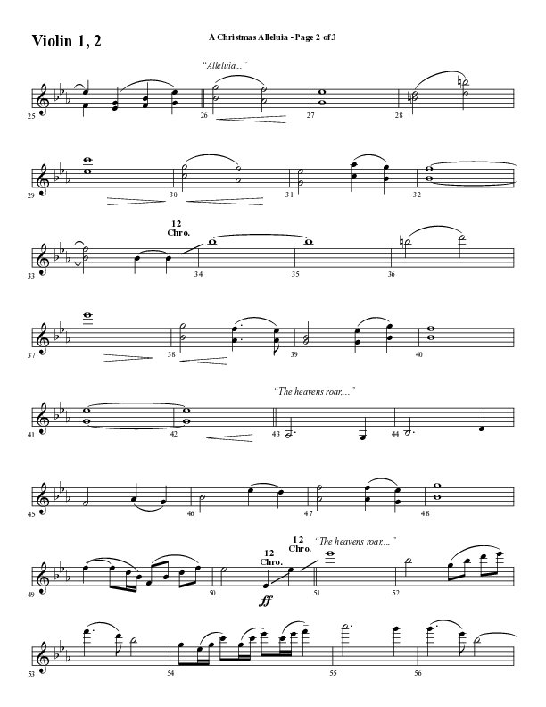 A Christmas Alleluia (Choral Anthem SATB) Violin 1/2 (Word Music Choral / Arr. Steve Mauldin)