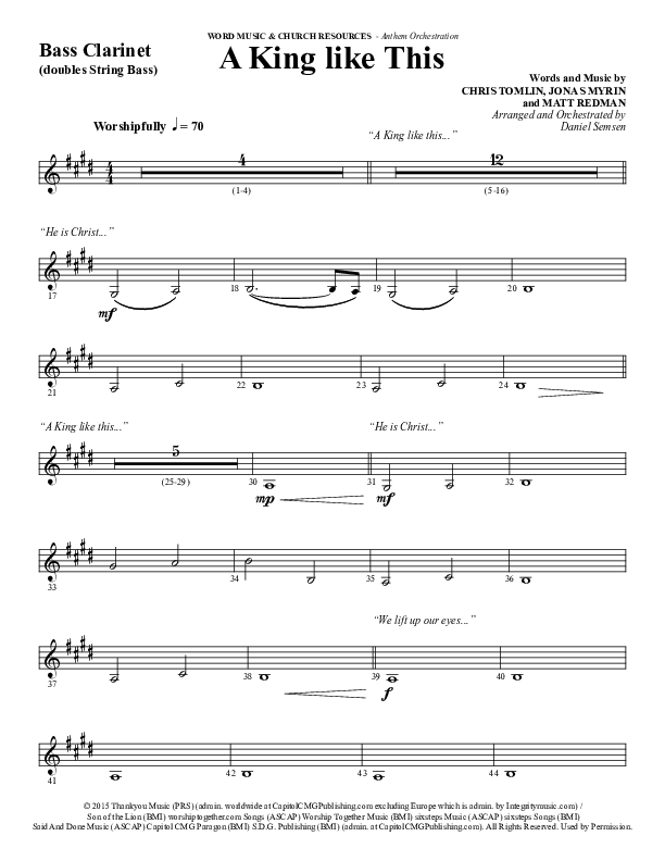 A King Like This (Choral Anthem SATB) Bass Clarinet (Word Music Choral / Arr. Daniel Semsen)