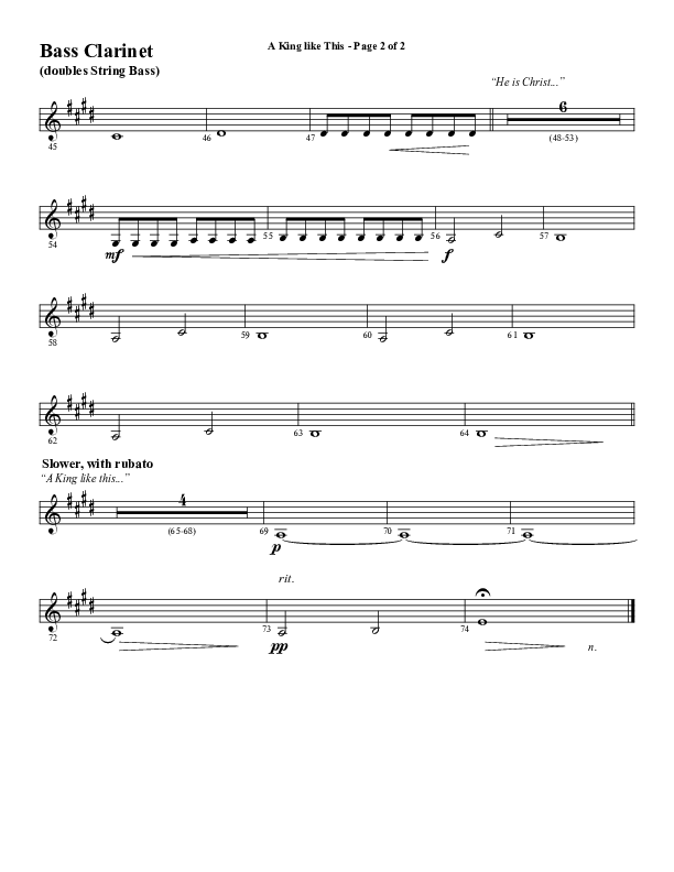 A King Like This (Choral Anthem SATB) Bass Clarinet (Word Music Choral / Arr. Daniel Semsen)