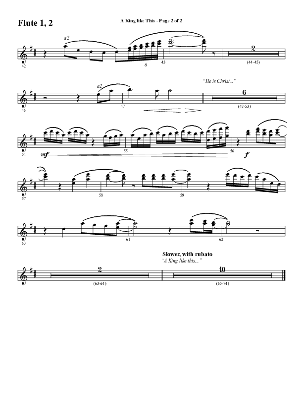 A King Like This (Choral Anthem SATB) Flute 1/2 (Word Music Choral / Arr. Daniel Semsen)