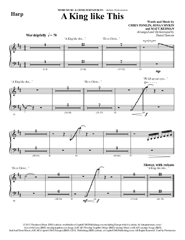 A King Like This (Choral Anthem SATB) Harp (Word Music Choral / Arr. Daniel Semsen)