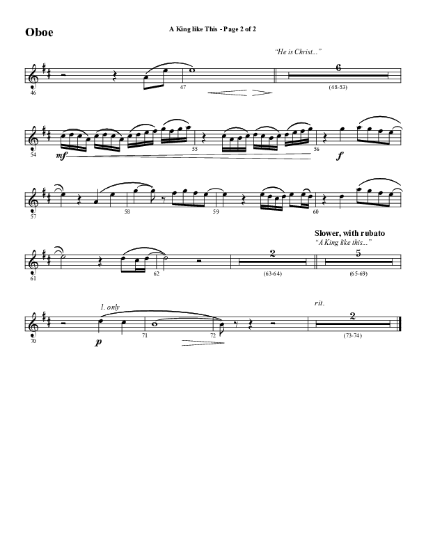 A King Like This (Choral Anthem SATB) Oboe (Word Music Choral / Arr. Daniel Semsen)