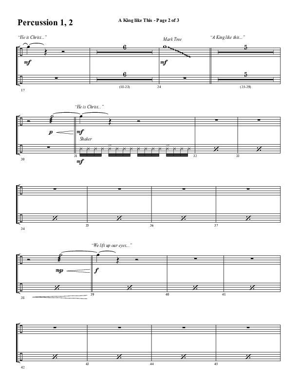 A King Like This (Choral Anthem SATB) Percussion 1/2 (Word Music Choral / Arr. Daniel Semsen)