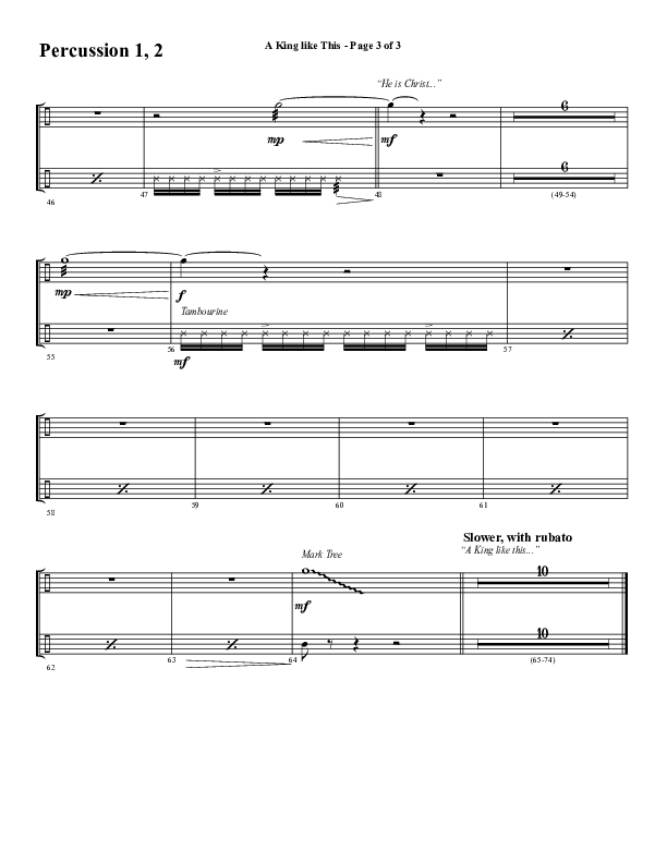 A King Like This (Choral Anthem SATB) Percussion 1/2 (Word Music Choral / Arr. Daniel Semsen)