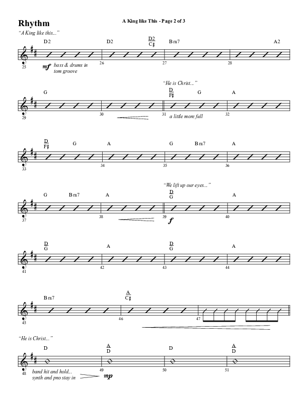 A King Like This (Choral Anthem SATB) Rhythm Chart (Word Music Choral / Arr. Daniel Semsen)