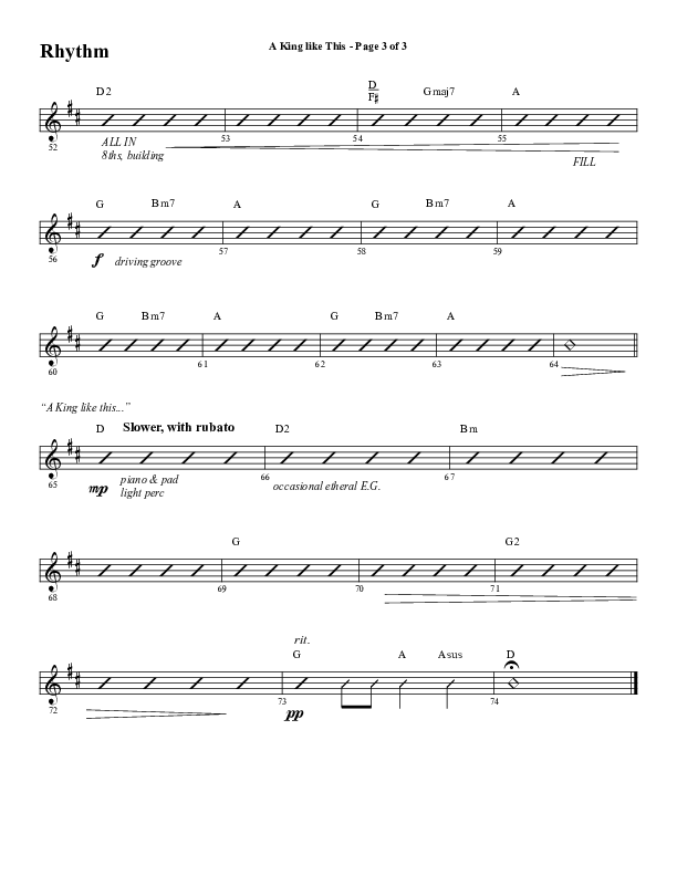 A King Like This (Choral Anthem SATB) Rhythm Chart (Word Music Choral / Arr. Daniel Semsen)