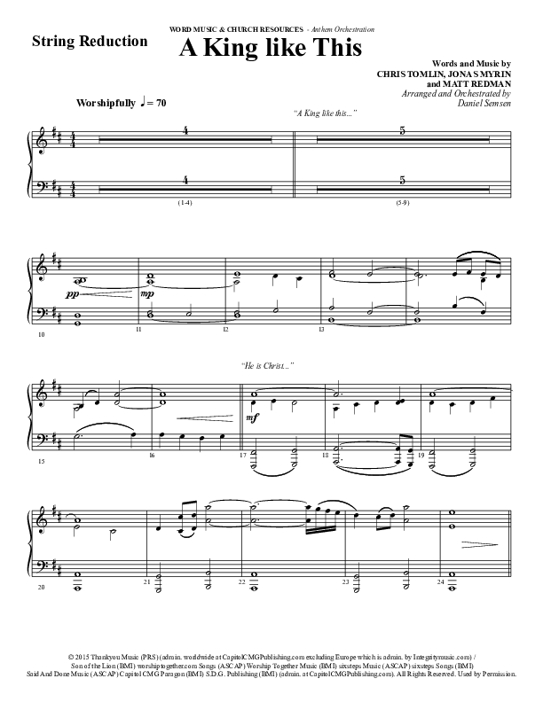 A King Like This (Choral Anthem SATB) Synth Strings (Word Music Choral / Arr. Daniel Semsen)