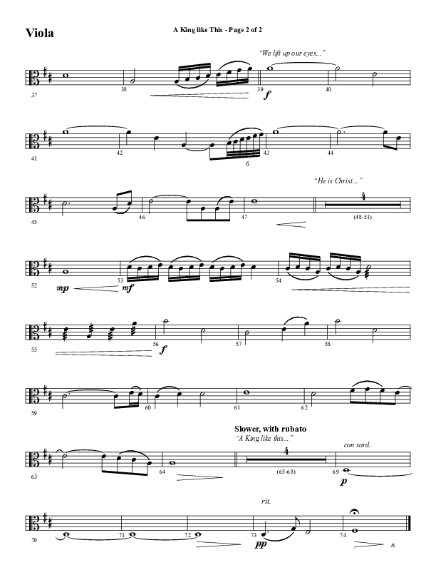 A King Like This (Choral Anthem SATB) Viola (Word Music Choral / Arr. Daniel Semsen)