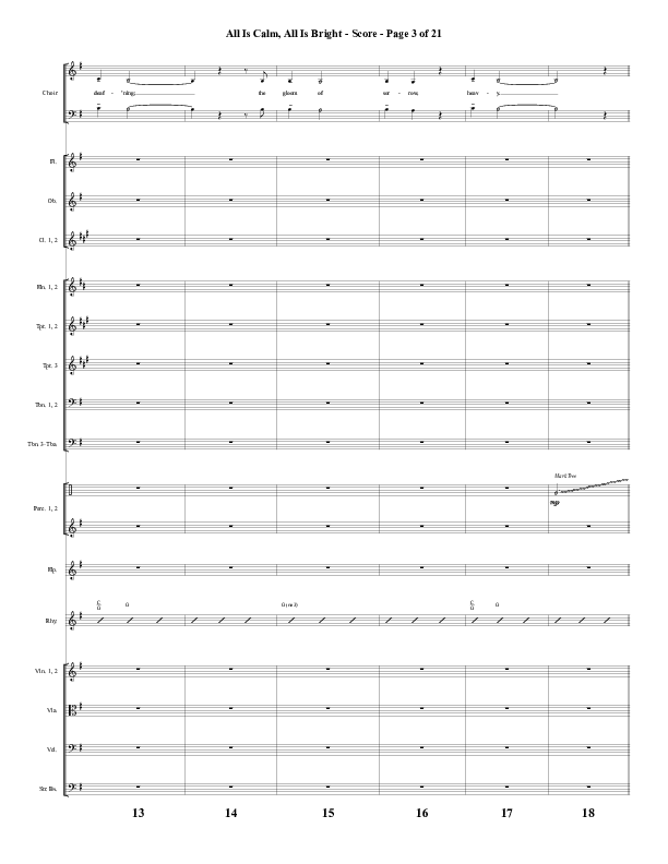 All Is Calm All Is Bright (Choral Anthem SATB) Conductor's Score (Word Music Choral / Arr. Cliff Duren)