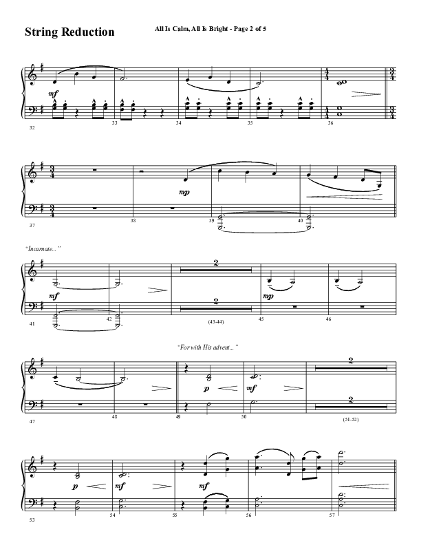 All Is Calm All Is Bright (Choral Anthem SATB) Synth Strings (Word Music Choral / Arr. Cliff Duren)