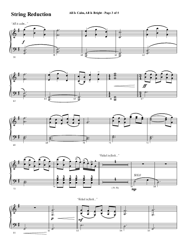 All Is Calm All Is Bright (Choral Anthem SATB) Synth Strings (Word Music Choral / Arr. Cliff Duren)
