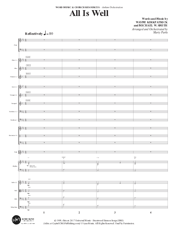 All Is Well (Choral Anthem SATB) Conductor's Score (Word Music Choral / Arr. Marty Parks)