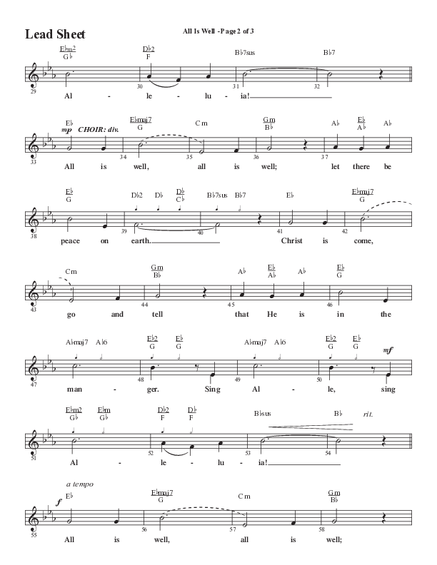 All Is Well (Choral Anthem SATB) Lead Sheet (Melody) (Word Music Choral / Arr. Marty Parks)