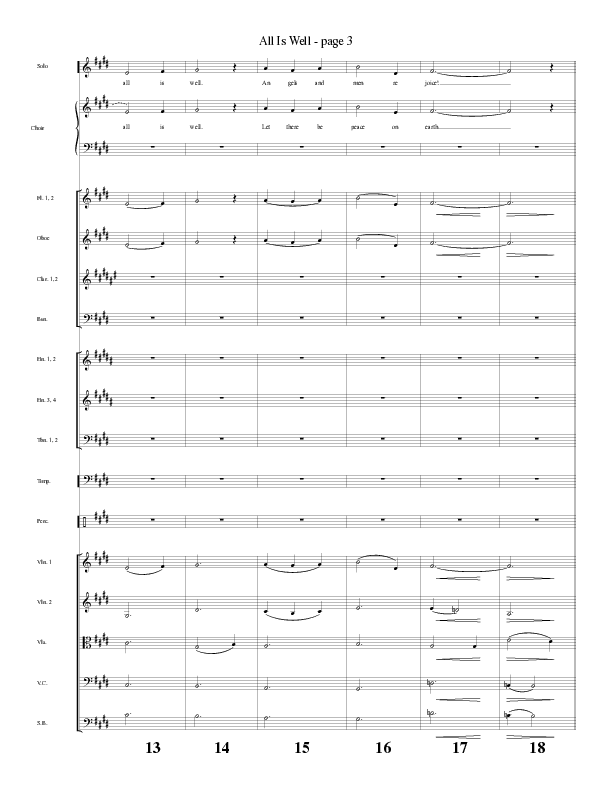 All Is Well (Choral Anthem SATB) Orchestration (Word Music Choral / Arr. Ronn Huff)