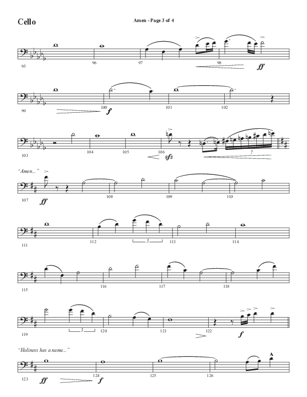 Amen (Choral Anthem SATB) Cello (Word Music Choral / Arr. David Wise / Orch. David Shipps)