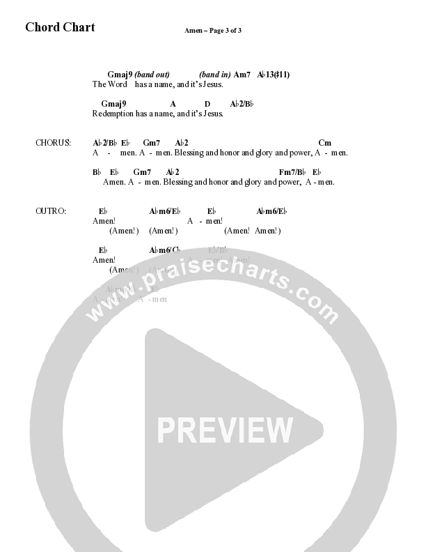 Amen (Choral Anthem SATB) Chord Chart (Word Music Choral / Arr. David Wise / Orch. David Shipps)
