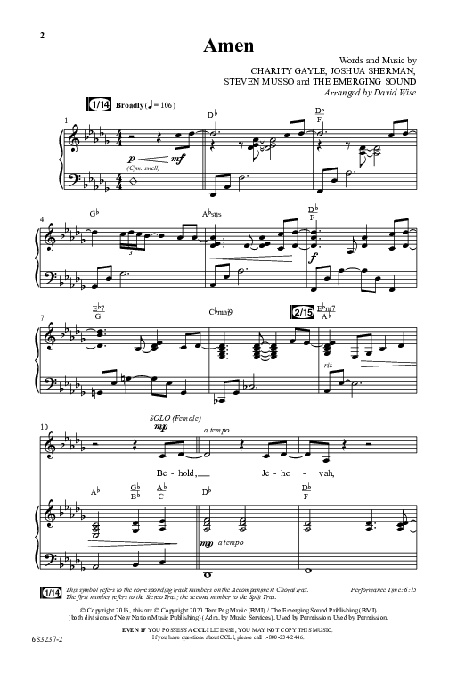 Amen (Choral Anthem SATB) Anthem (SATB/Piano) (Word Music Choral / Arr. David Wise / Orch. David Shipps)