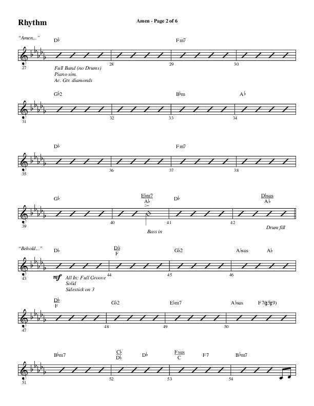 Amen (Choral Anthem SATB) Rhythm Chart (Word Music Choral / Arr. David Wise / Orch. David Shipps)