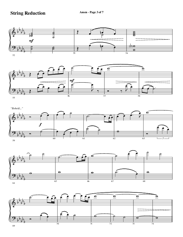 Amen (Choral Anthem SATB) String Reduction (Word Music Choral / Arr. David Wise / Orch. David Shipps)